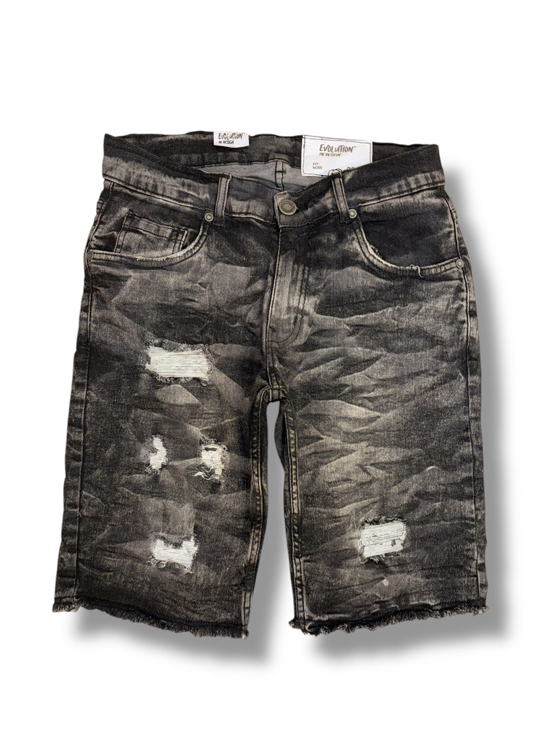 Evolution 'Wild Tiger' Denim Shorts (Washed Black) EV-22278 - FRESH N FITTED