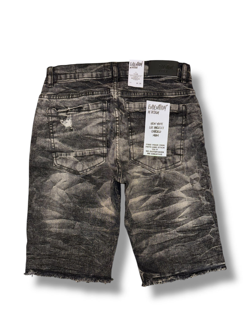 Evolution 'Wild Tiger' Denim Shorts (Washed Black) EV-22278 - FRESH N FITTED