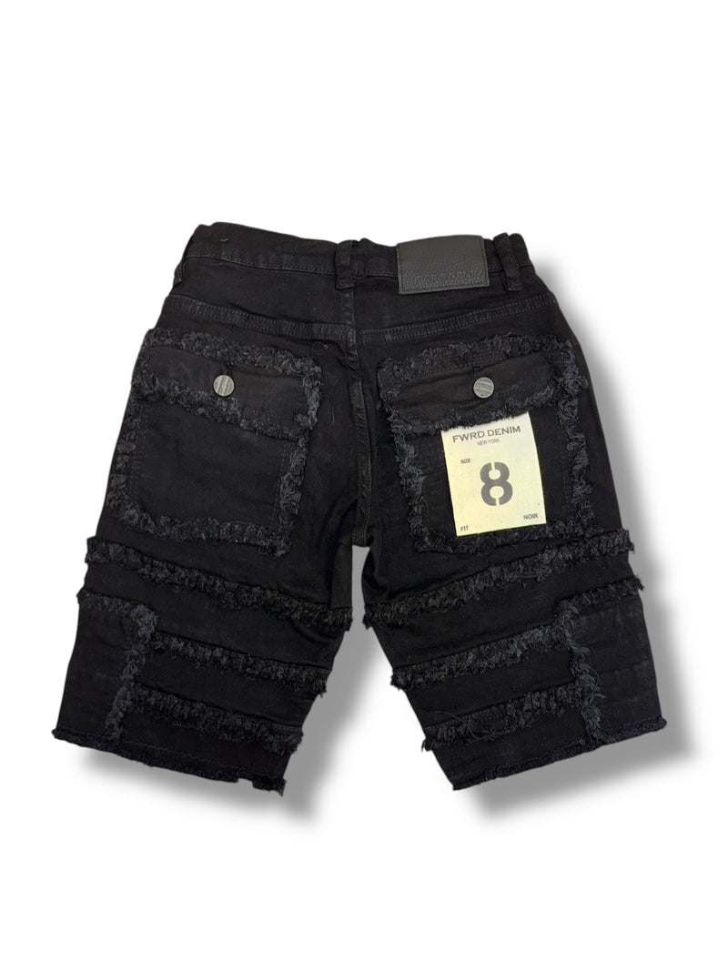 FWRD Kids 'Patchwork' Denim Shorts FW-22934K (Jet Black) - FRESH N FITTED