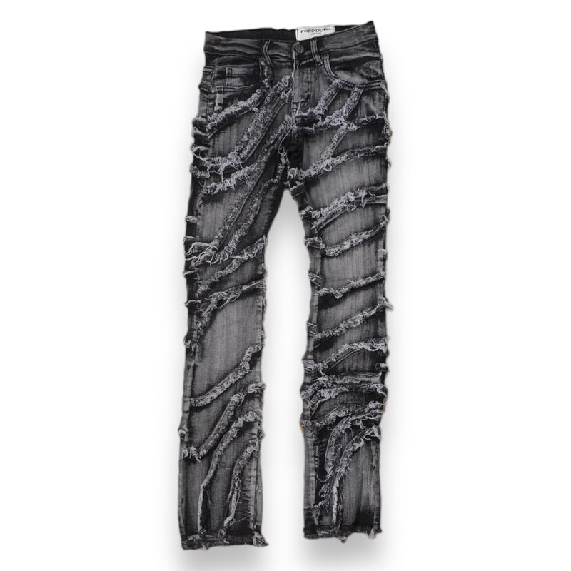 FWRD Kids 'Jagged' Stacked Denim (Washed Black) FW-330109k