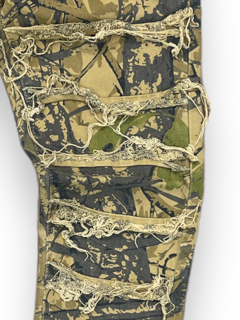 Octagon Men’s 'Frayed'Taped Trim Denim - OT1716-Timber Camo - Fresh N Fitted Inc