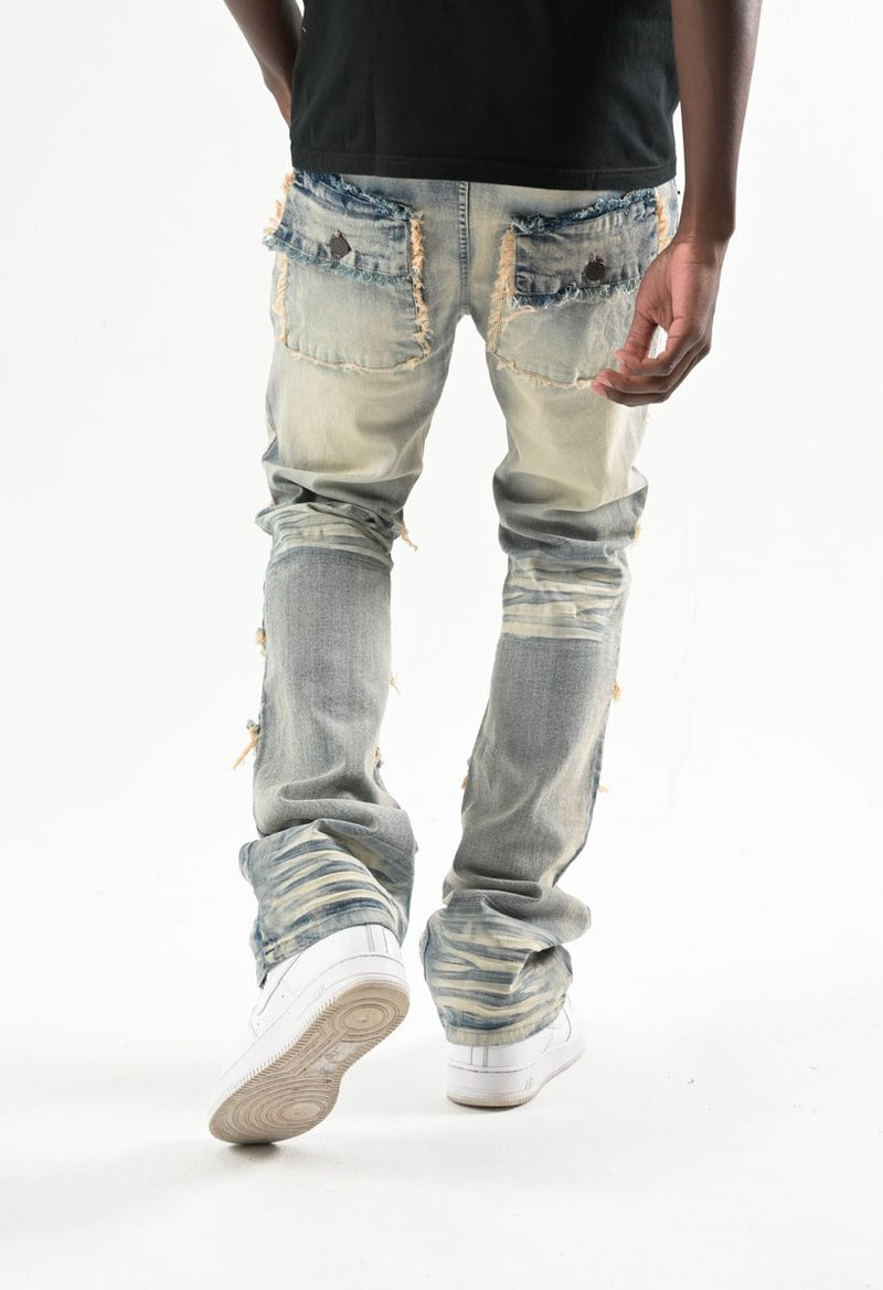 Spark 'TWill' Stacked Flare Denim With Multi Pockets (Tint) S3020