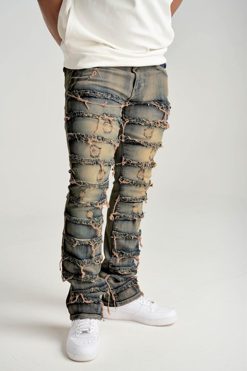 Spark Stretch Distressed Stack Denim (Dark Indigo) S3016