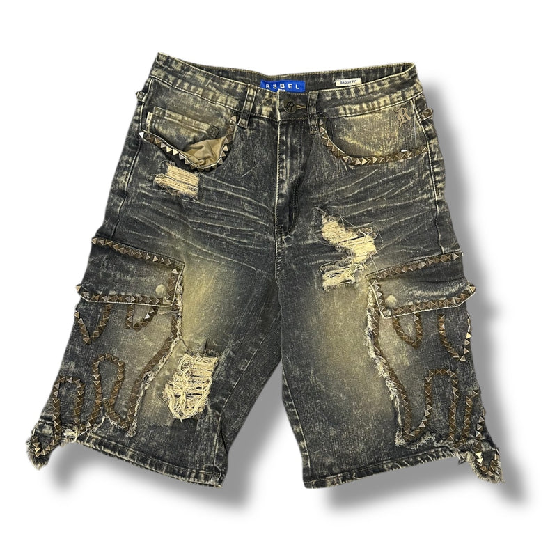 Rebel Denim 'Ignition' Denim Shorts (Rust) 651-963