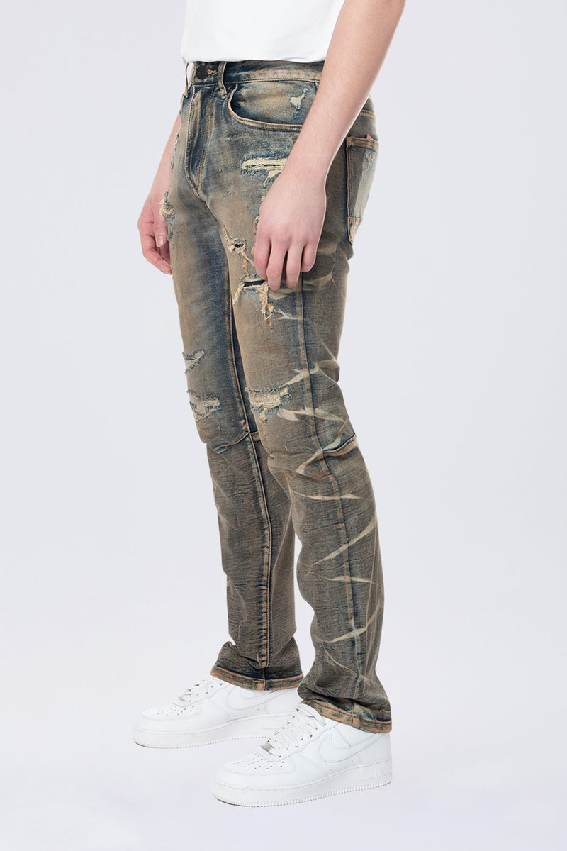 Smoke Rise 'Slim Lightning Effect' Denim (Zinc Blue) JP24506