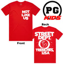 PG Apparel Kids 'Not Like Us' T-Shirt (Red/White) NOT800 - FRESH N FITTED