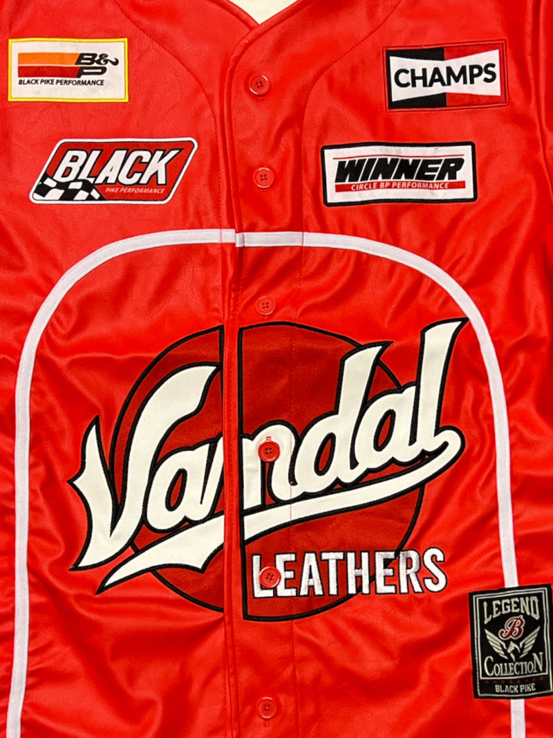 Black Pike 'Vandal Racing' PU Baseball Jersey (Red) BS5003 - Fresh N Fitted Inc 2