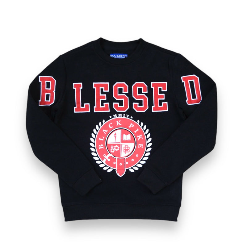 Black Pike Kids 'Blessed' Fleece Crewneck (Black) FB2407K