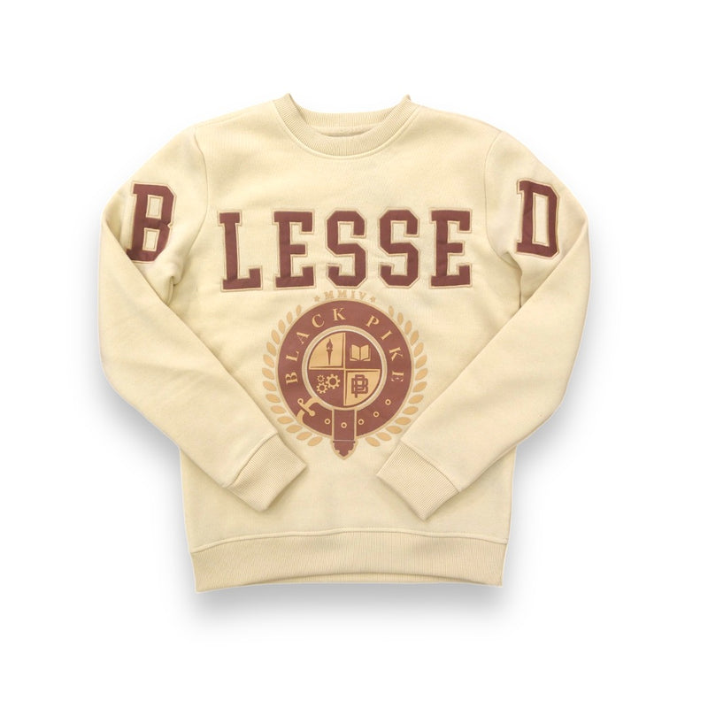 Black Pike Kids 'Blessed' Fleece Crewneck (Khaki) FB2407K