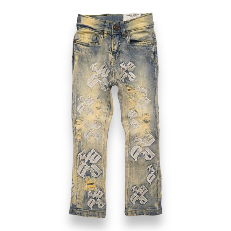 FWRD Kids 'EMB' Stacked Jeans (Ice Tint) FW-330068