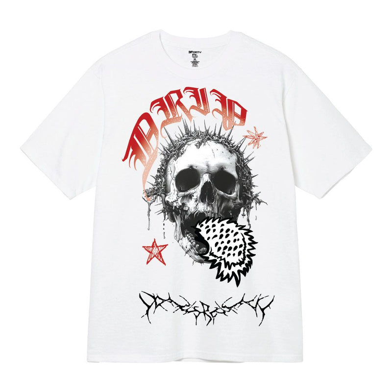 3Forty Inc. ' Drip ' T-Shirt (White/ Red) - FRESH N FITTED