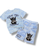 Black Pike Kids 'Never Stop Dreaming' T-Shirt/Short Set (Lt Blue) SB1506SK - FRESH N FITTED