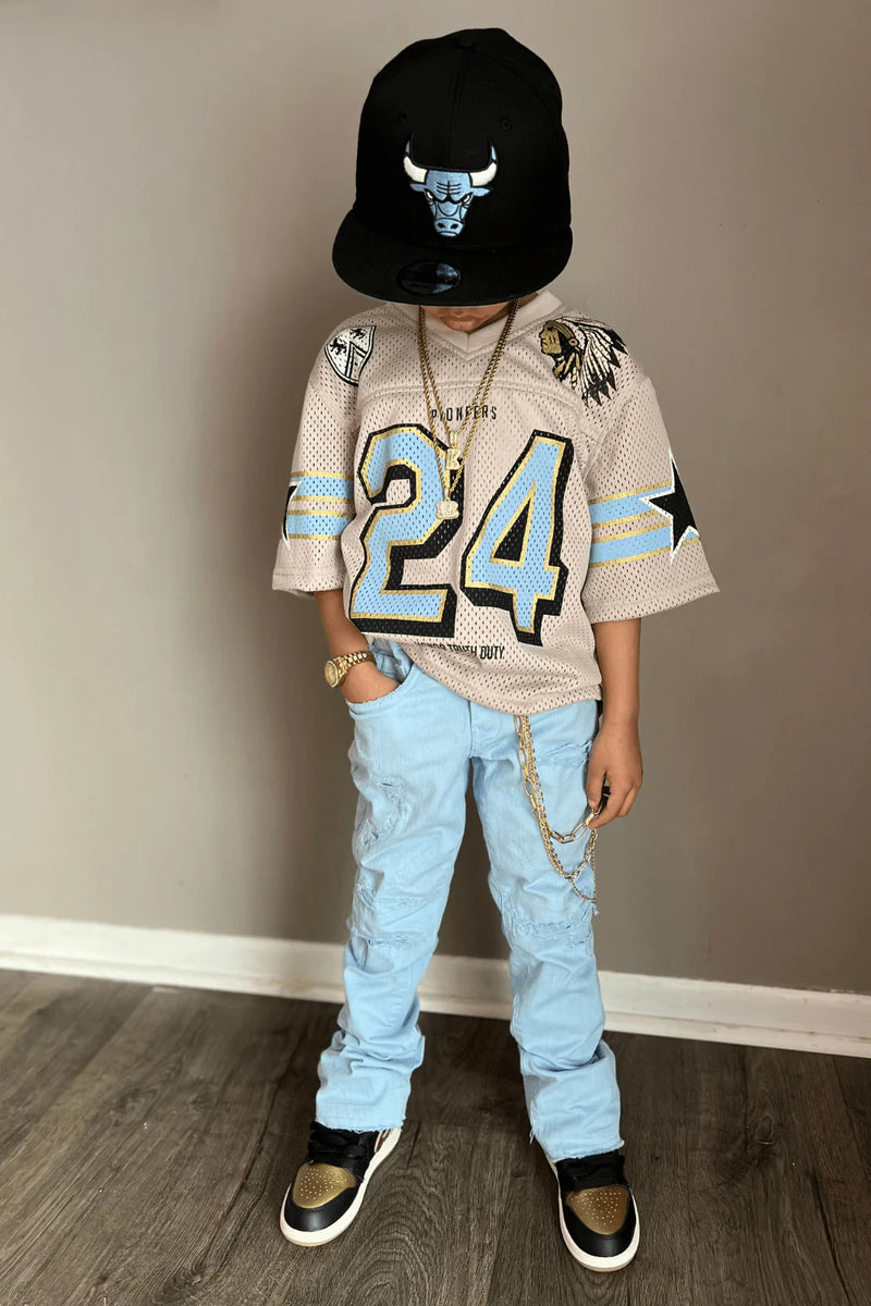 Jordan Craig Kids "Pioneer" Football Jersey (Cream) 8474K - FRESH N FITTED