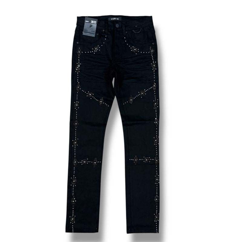 Publik 'Rhinestones' Slim Fit Denim (Jet Black) KD2507
