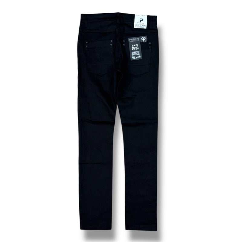 Publik 'Rhinestones' Slim Fit Denim (Jet Black) KD2507