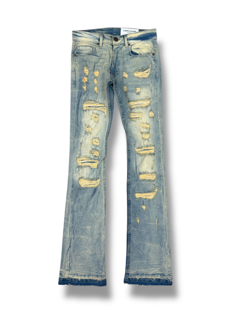 FWRD 'Worn Down' Stacked Flare Denim (Ice Tint) FW-33893