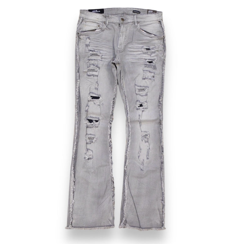 Copper Rivet 'Side Distress' Stacked Denim (Grey) 433077