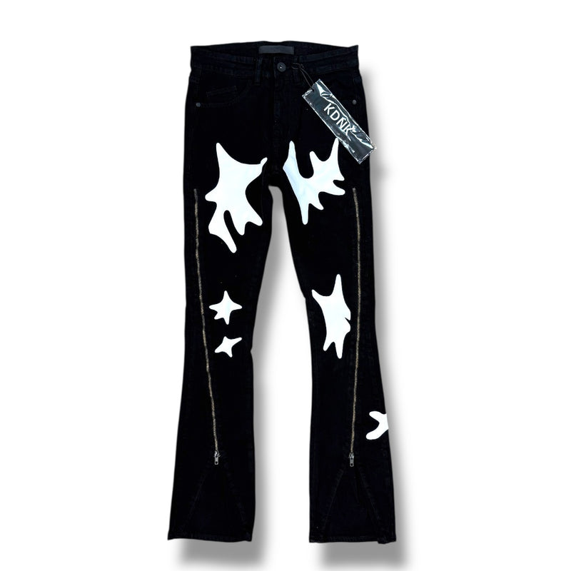 KDNK Patched Flare Denim KND4801 (Jet Black)