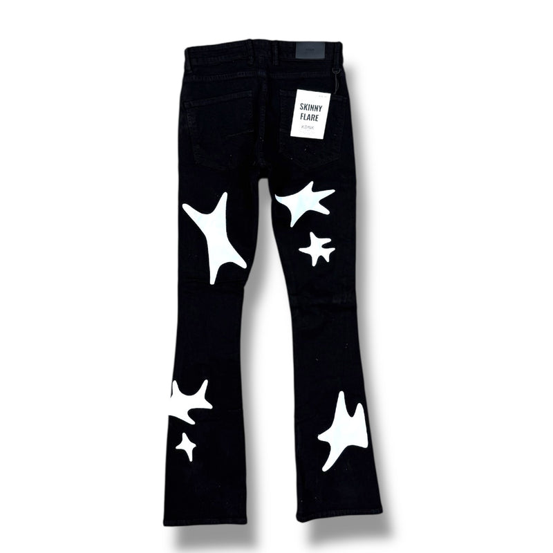 KDNK Patched Flare Denim KND4801 (Jet Black)