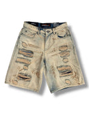 Copper Rivet 'Rip & Repair' Relax Fit Denim Shorts (SST) 513028 - FRESH N FITTED