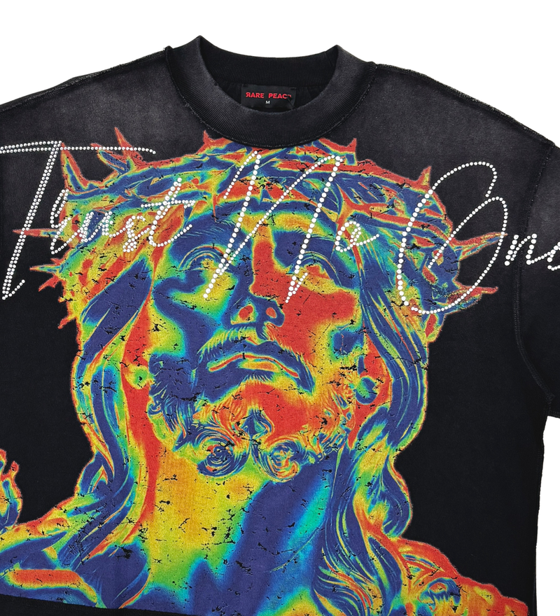 Rare Peace 'SORRY FOR TROTW' Oversized Cropped T-shirt (BK. Black) RT5021