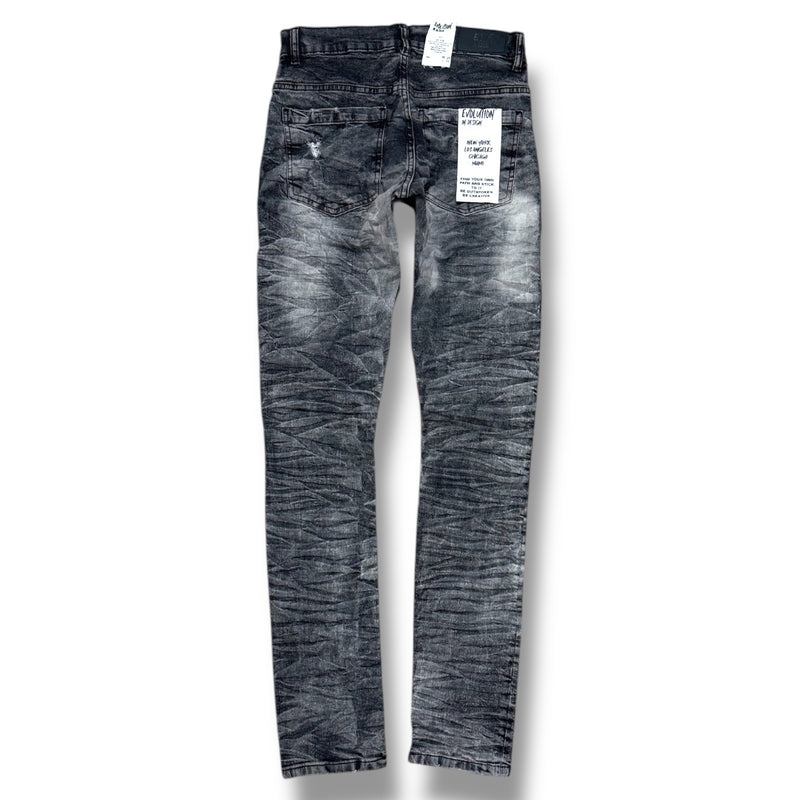 Evolution 'Wild Tiger' Distressed Ripple Denim (Washed Black) EV-33319