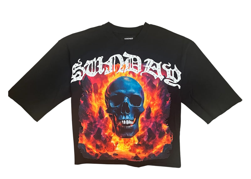 Kindred 'Eternal Flames' Cropped Oversized T-Shirt (Black) OST02 - FRESH N FITTED