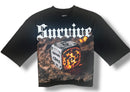 Kindred 'Survive' Cropped Oversized T-Shirt (Black) OST05 - FRESH N FITTED