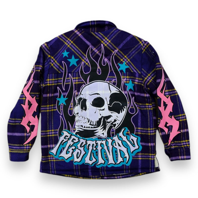 Rebel Minds 'Festival Flannel' Shacket (Purple) 142-796