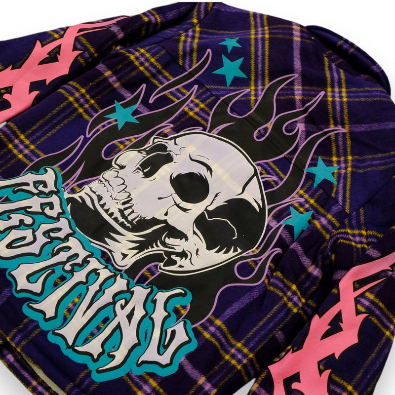 Rebel Minds 'Festival Flannel' Shacket (Purple) 142-796