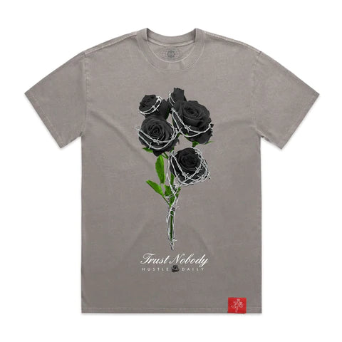 Hasta Muerte 'Black Rose Faded' T-Shirt (Faded Gray) - Fresh N Fitted Inc