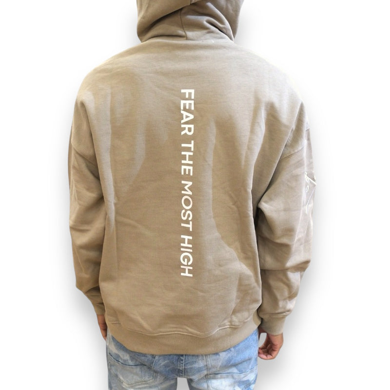 Protector and Maintainer 'Built Tough' French Terry Pullover Hoodie (Beige/White)