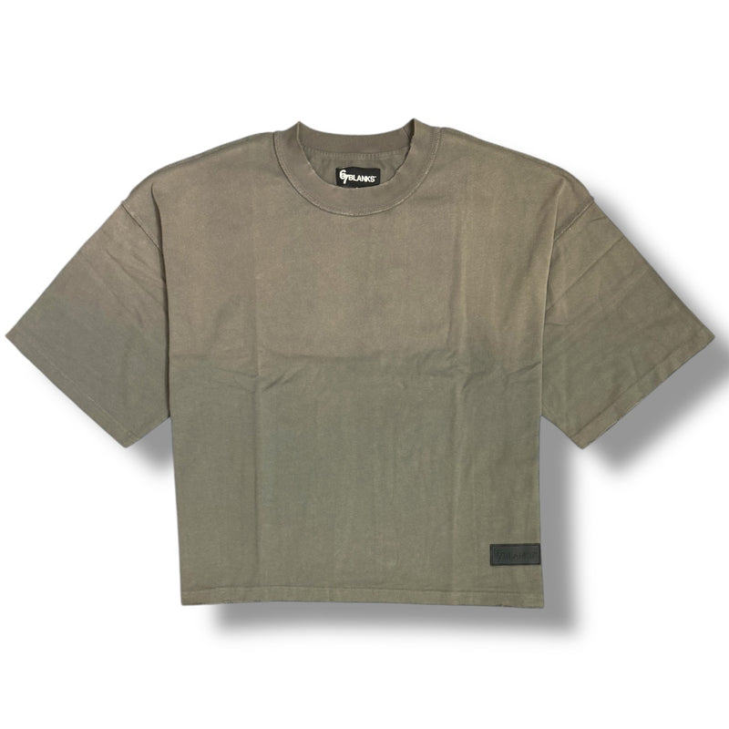 67 ‘BLANK’ Premium Washed Heavyweight Cropped Shirt (Deep Sage)