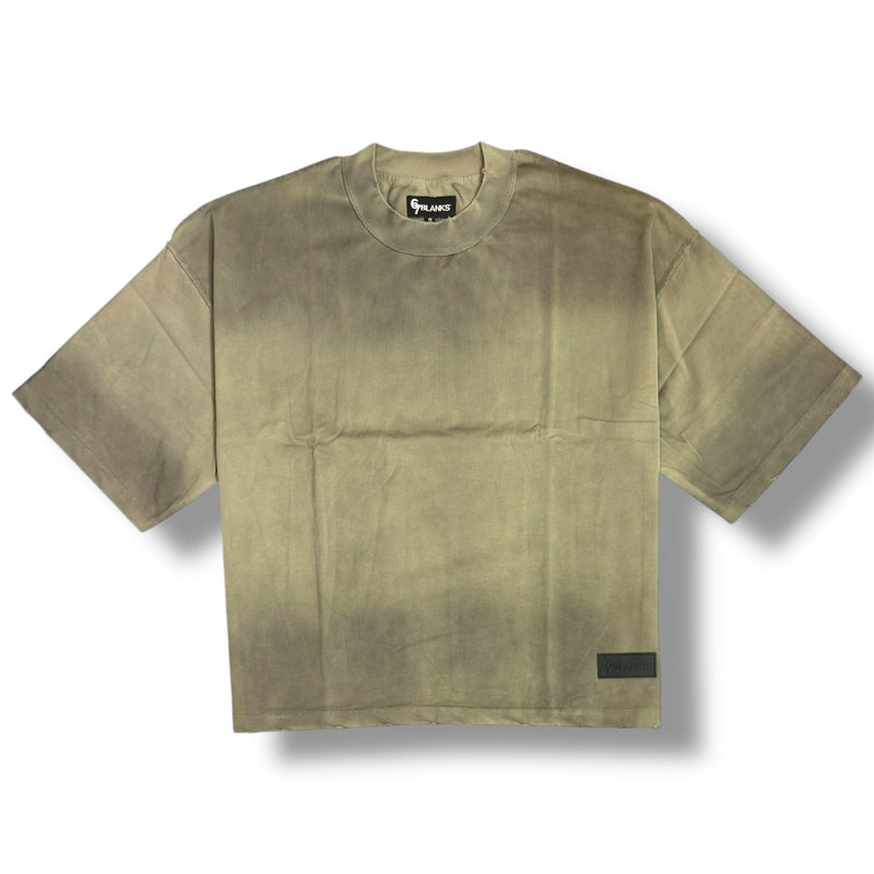 67 ‘BLANK’ Premium Washed Heavyweight Cropped Shirt (Olive Green)