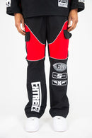 Rebel Minds 'RACING' Nylon Cargo Pants (Black/Red) 152-438 - FRESH N FITTED