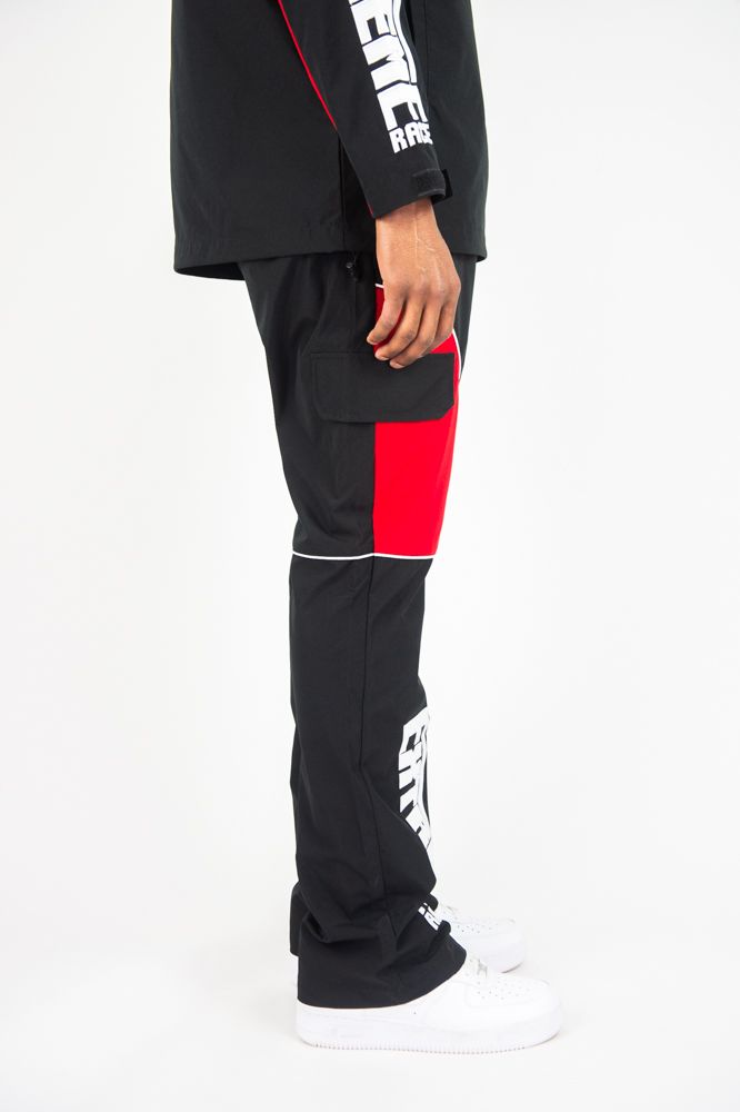 Rebel Minds 'RACING' Nylon Cargo Pants (Black/Red) 152-438