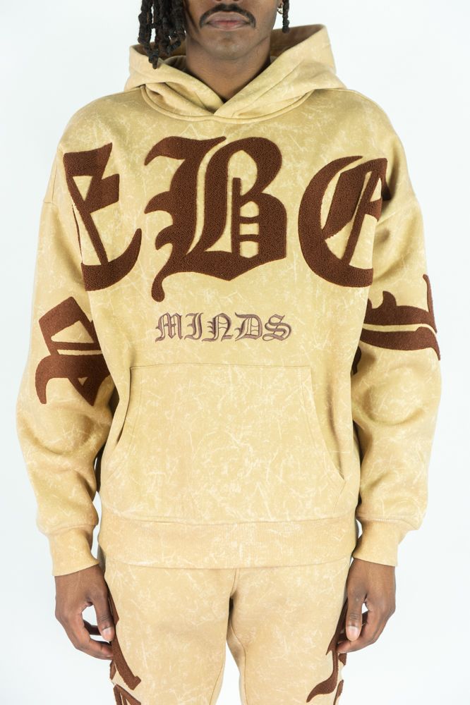 Rebel Minds 'REBEL' Fleece Hoodie (Beige) 152-312
