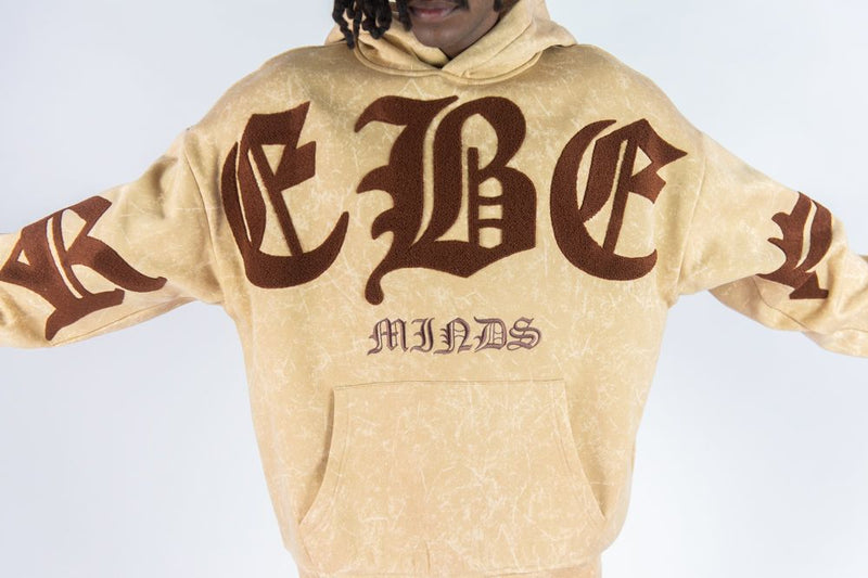 Rebel Minds 'REBEL' Fleece Hoodie (Beige) 152-312