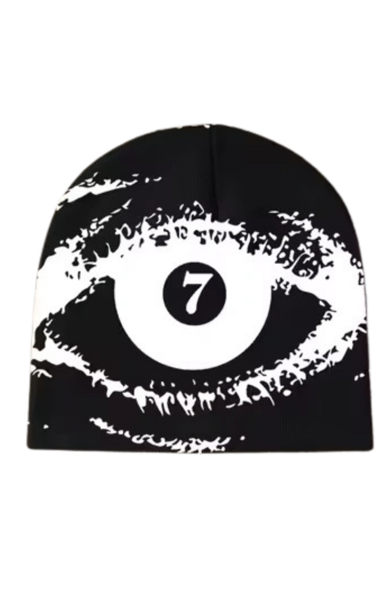 7M 'EYE' Jacquard Beanie (Black/White)