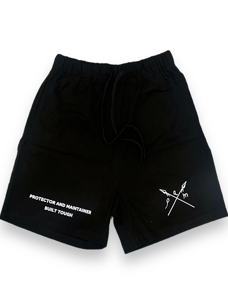 Protector and Maintainer 'Built Tough' Shorts (Black & White) - FRESH N FITTED-2 INC