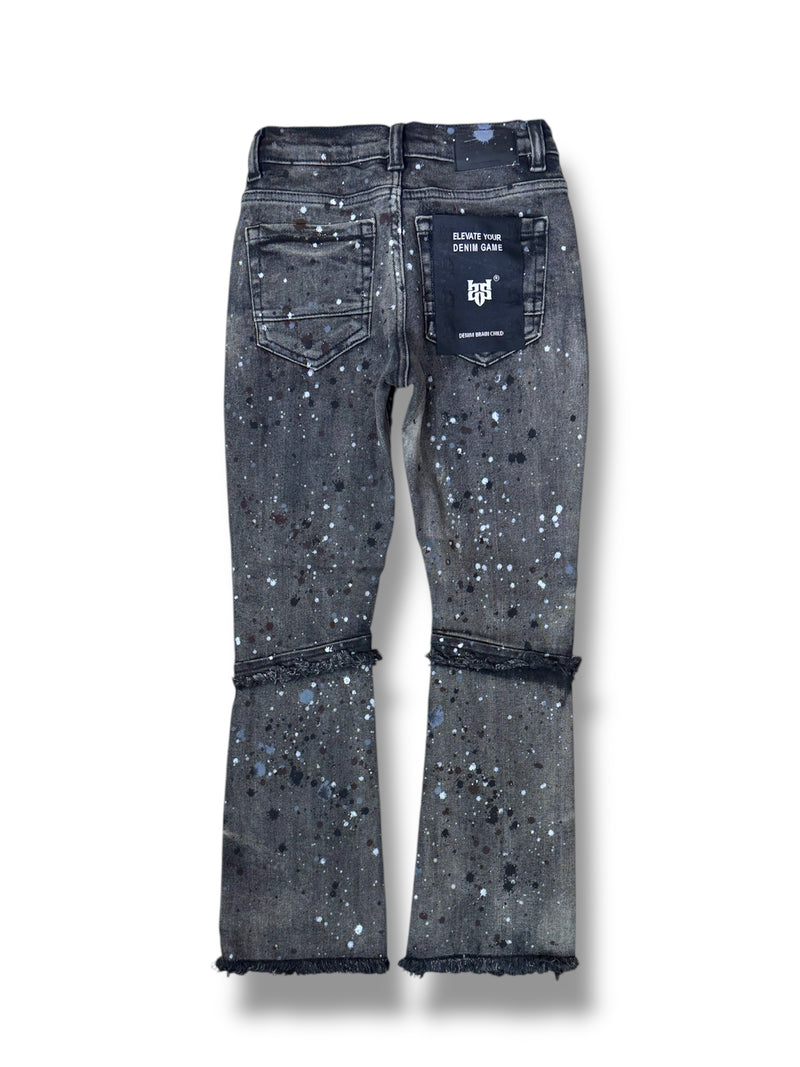 Stylo Kids Stacked Flare Denim (Olive Black) OPS-002