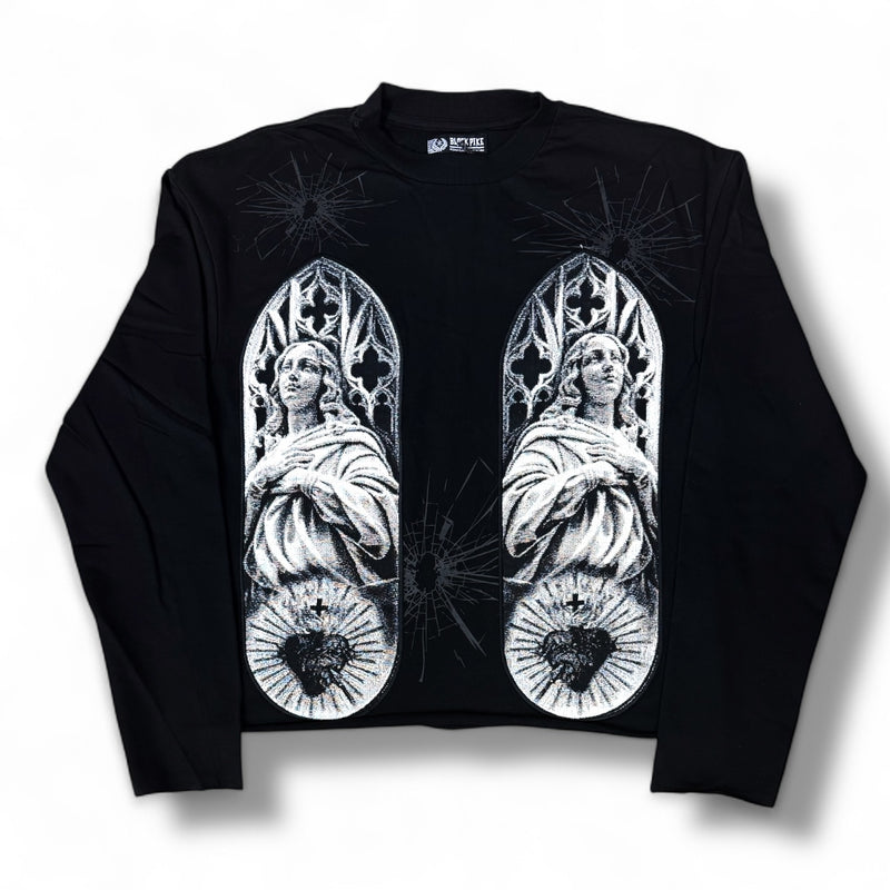Black Pike 'Blessed Saint' Cropped Tapestry Crewneck (Black) FB1510 - FRESH N FITTED
