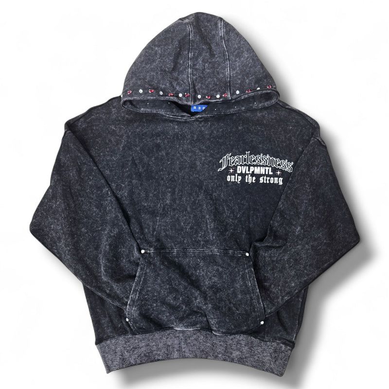 Rebel Denim 'Fearless' Jeweled Fleece Hoodie (Black) 752-333