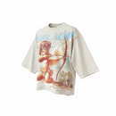 Highly Undrtd 'UN Existence' 3/4 Sleeve Rhinestone Cropped T-Shirt (Champagne) HF5504