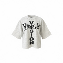Highly Undrtd 'Highly Vision' 3/4 Sleeve Rhinestone Cropped T-Shirt (Grey) HF5500