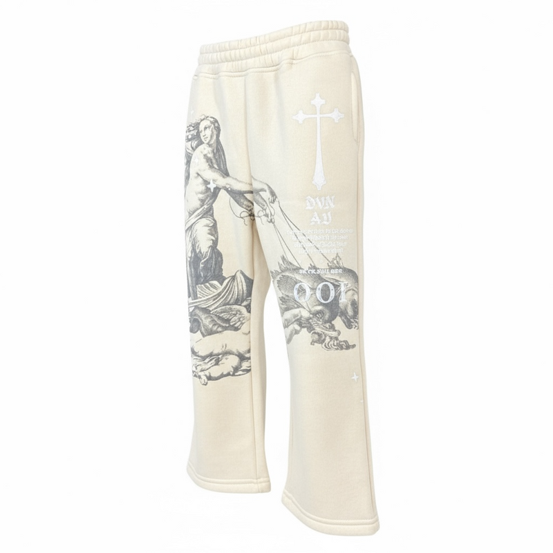Highly Undrtd 'Divine Aura' Stacked Joggers (Ivory) UF5203
