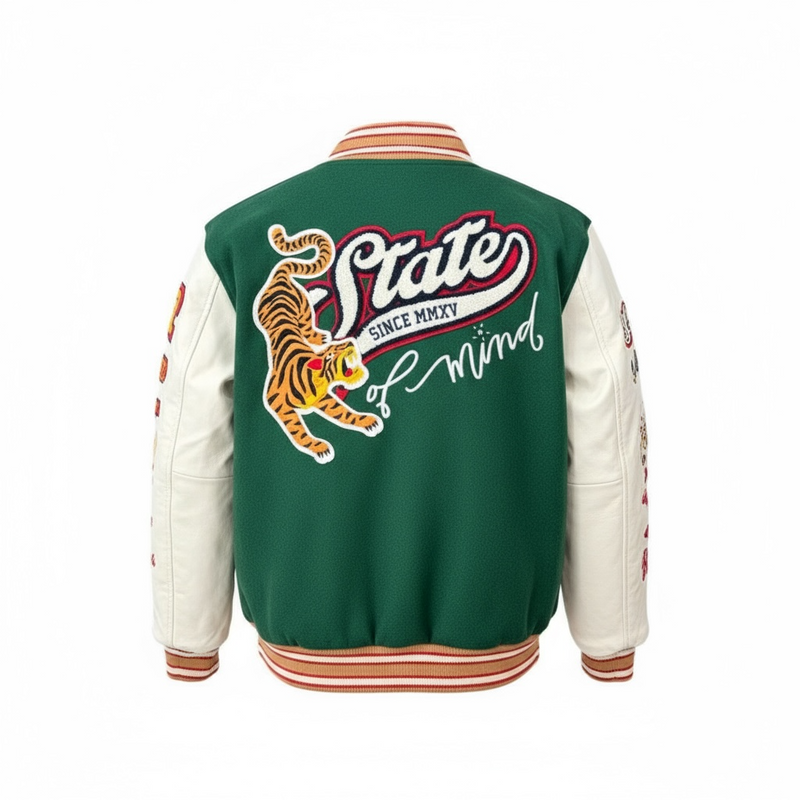 Rebel Minds Kids 'State Of Mind' Melton Varsity Jacket (H.Green) 852-B562