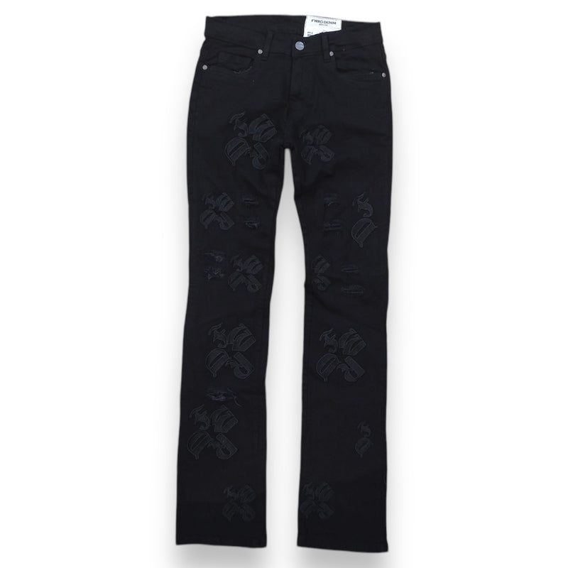 FWRD 'EMB' Stacked Denim (Jet Black) FW-330068A