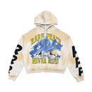 Rare Peace 'Never Mind' Oversized Rhinestone Cropped Hoodie (Ecru) RK5038