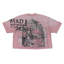 Rare Peace ‘Mad World' Oversized Rhinestone Cropped T-shirt (Pink) RT5043